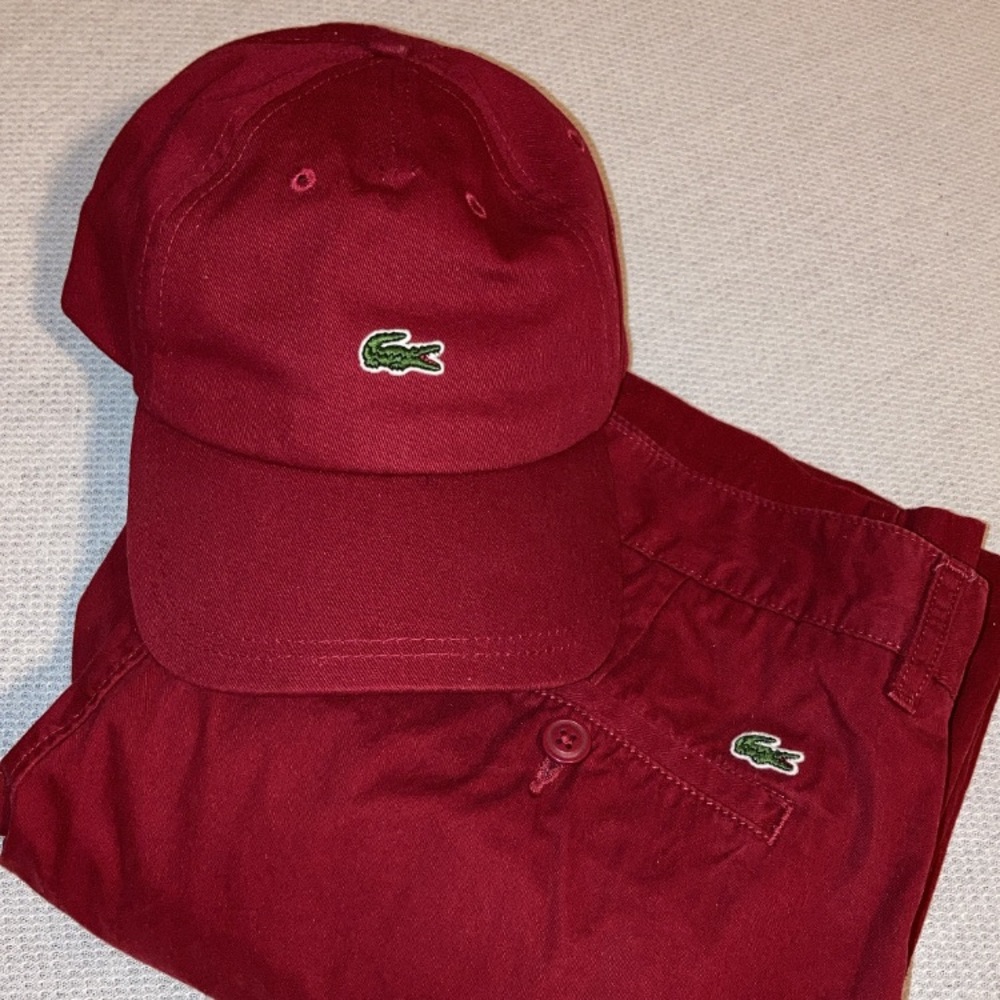 Lacoste hat Lacoste pants. In perfect condition.